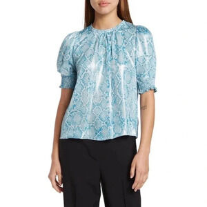NWT Current Air Shine Snakeskin Puff Sleeve Blouse